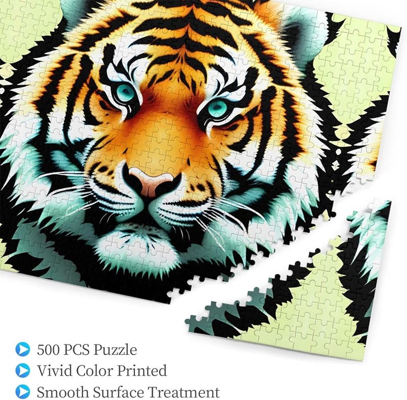 Phayah Little Fat Tiger 500 قطعة لغز للأطفال الديكور المنزلي 20.4 × 15 بوصة - Image 2